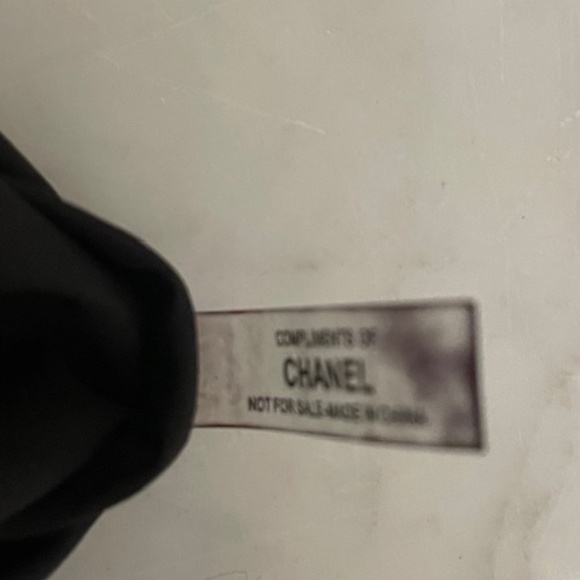 Chanel Draw String Pouch Black Writing on Black - Picture 3 of 6